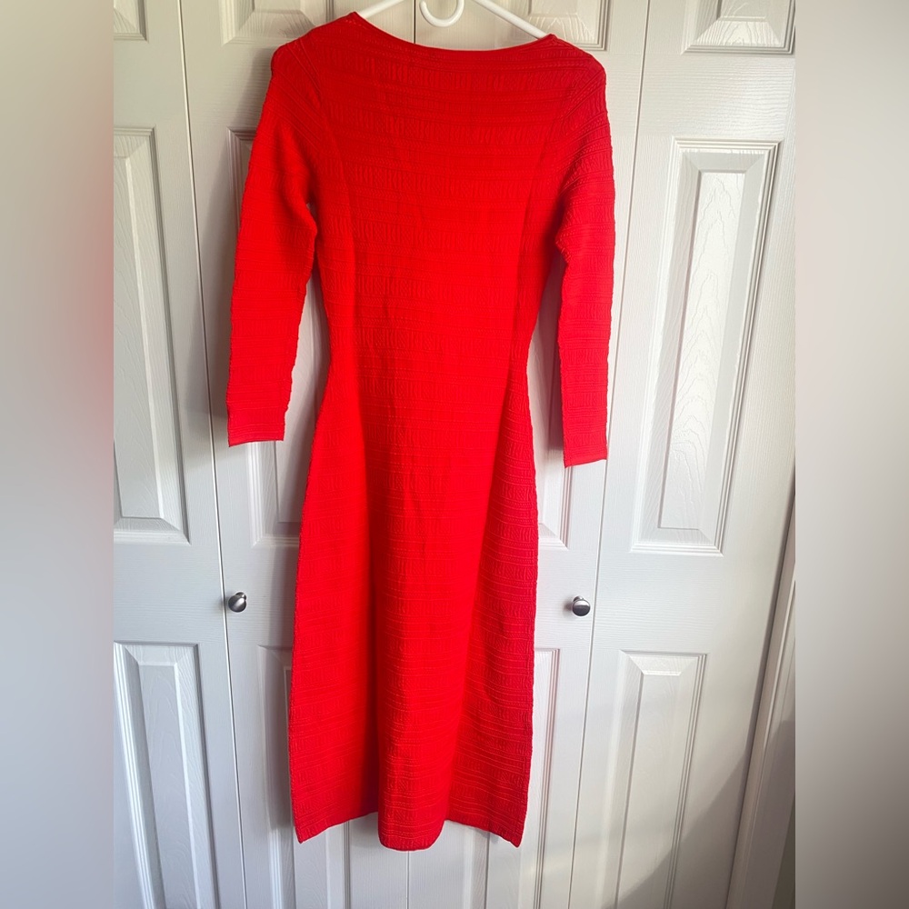 Sézane Red Knit Midi Dress with Tie Front - Picture 6 of 10